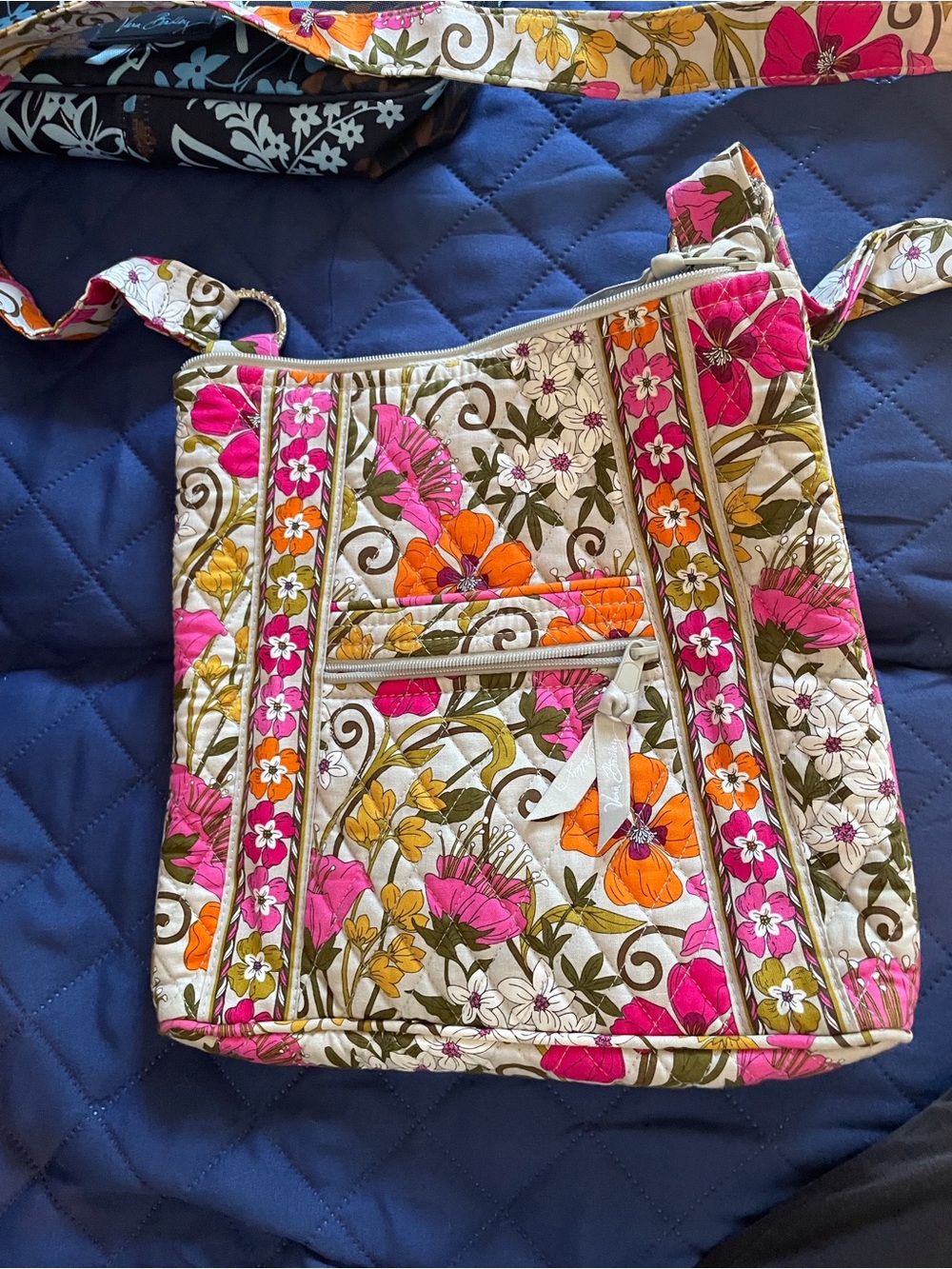 Vera Bradley Quilted Floral Crossbody - Pink, Orange & Green